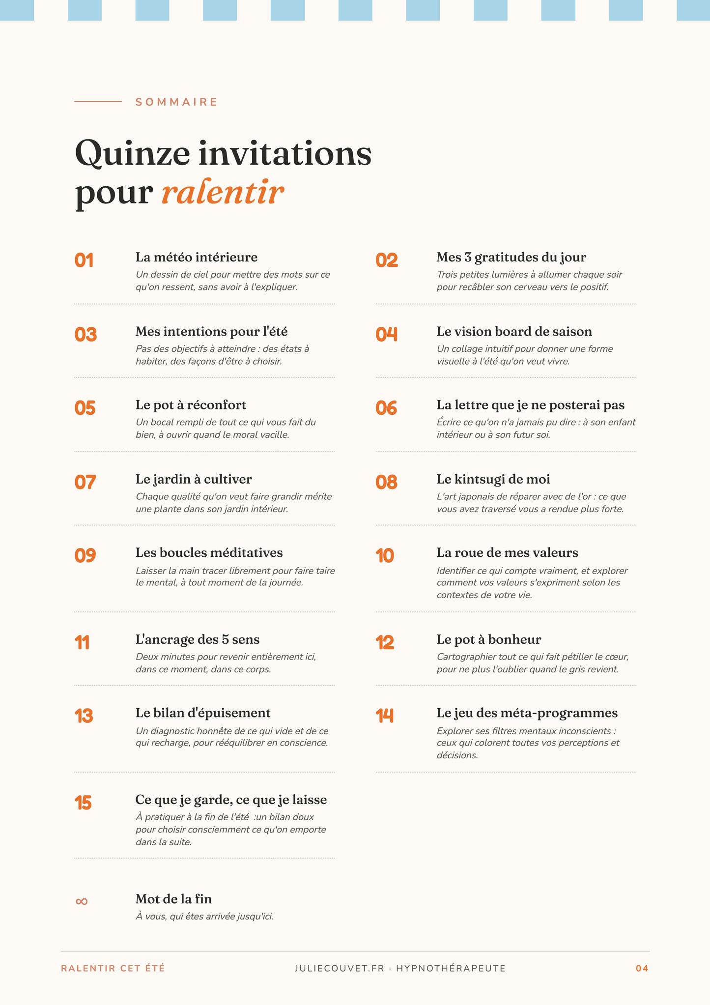 Ralentir cet été  : 15 exercices pour se reconnecter à soi-même ( version téléchargeable)