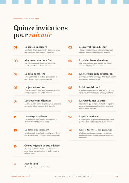 Ralentir cet été  : 15 exercices pour se reconnecter à soi-même ( version téléchargeable)